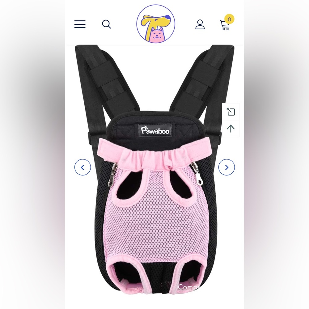Pawaboo Pet Carrier Backpack - Pink and Black